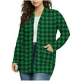 thumbnail image 2 of jobturf Plaid Jackets for Women Fall Spring Fashion Open Front Cardigan Holiday Casual Loose Long Sleeve Going Out Tops Lightweight Coats with Pockets, 2 of 5