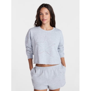 No Boundaries Pride Embroidered Cropped Crewneck Sweatshirt, Women's XXS-XXL