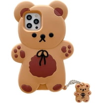 3D Bear Case for iPhone 16 Pro 6.3",Cartoon Cute Kawaii Lovely Character Bow Tie Bear Shape Kids Teens Girls Women Soft Silicone Case for iPhone 16 Pro 6.3 inch 2024