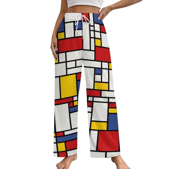 Abstract Geometric Color Pajama Pants Comfortable Elastic Waist Pajamas Fashion Sleepwear Bottoms Plus Size Homewear