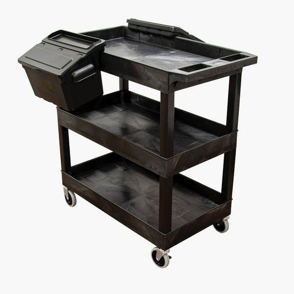 FSE 373-EC111-B-OUTRIG 32" x 18" Tub Cart - Three Shelves with Outrigger Utility Cart Bins