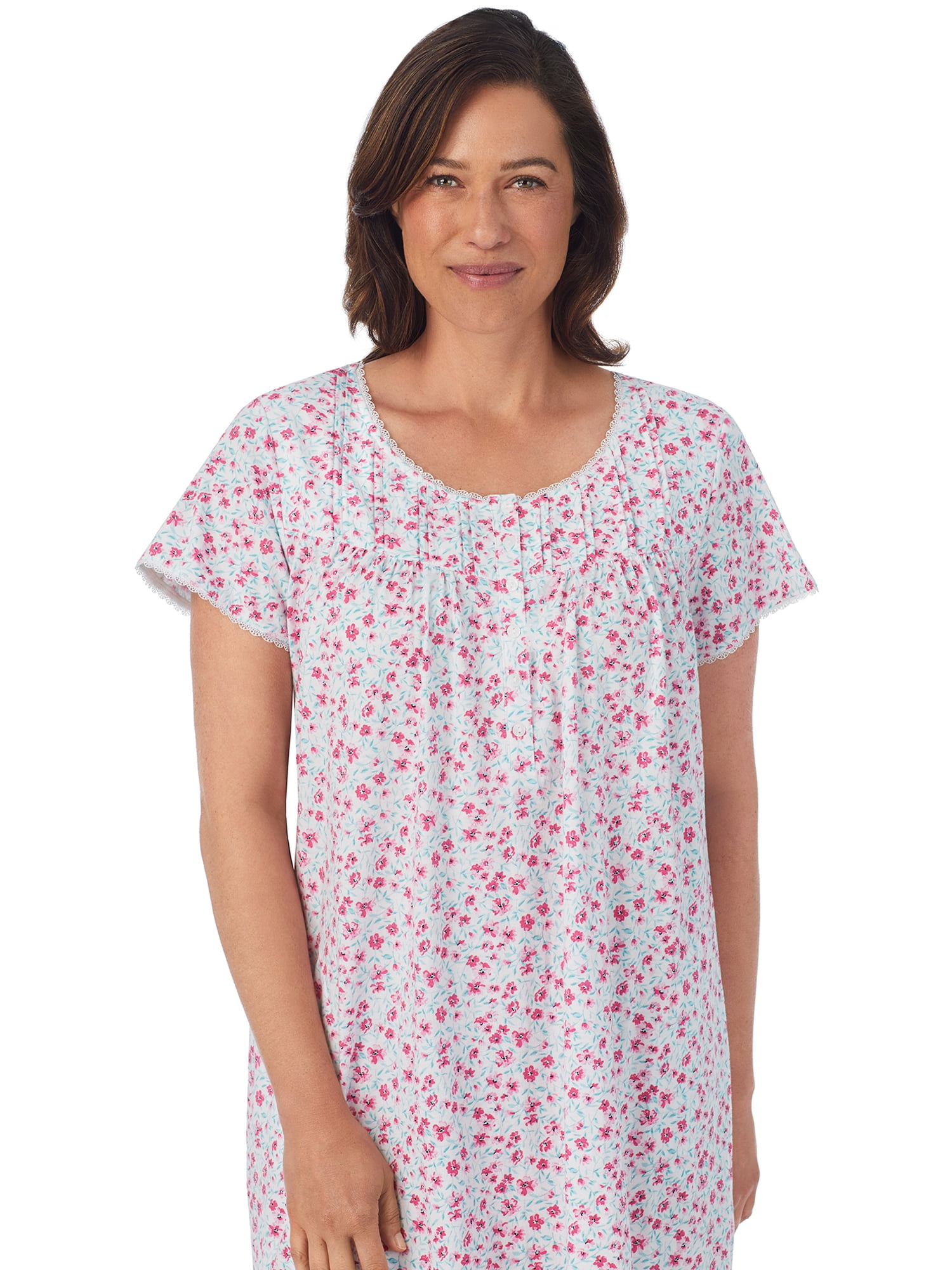 Aria 100% Cotton Short Sleeve Scoop Neck Nightgown with Pockets, Women’s sizes S-5X