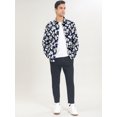 thumbnail image 3 of Unique Bargains Men's Flower Palm Long Sleeve Button Down Hawaiian Shirt, 3 of 4