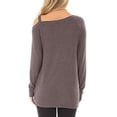 thumbnail image 4 of Camiseta informal de manga larga para mujer, camiseta de Color sólido con un solo hombro, para fiestas, compras, viajes de ocio, 4 of 6