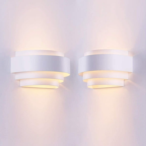 Wall Sconces Set of 2, Indoor Sconces Lighting Wall Light Fixtures for Living Room Hallway Stair Home Decor LED White Wall Lights with 2pc E26 Bulbs