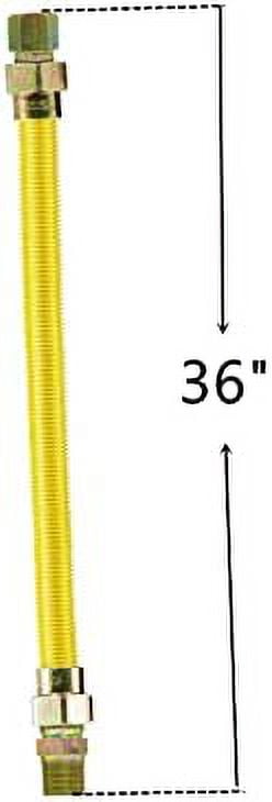 GraceHome-US 18-Inch Yellow Epoxy Coated SS Corrugated Gas Flex Connector (3/4" MIP x 3/4" FIP, 5/8" OD) - Flexible Natural Gas Line for Water Heater, Range, Dryer, Stove, Grill