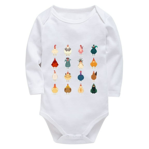 Chicken Baby Outfit Long Sleeve Coming Home Outfit for Baby White Boy Onsies3-6 Months