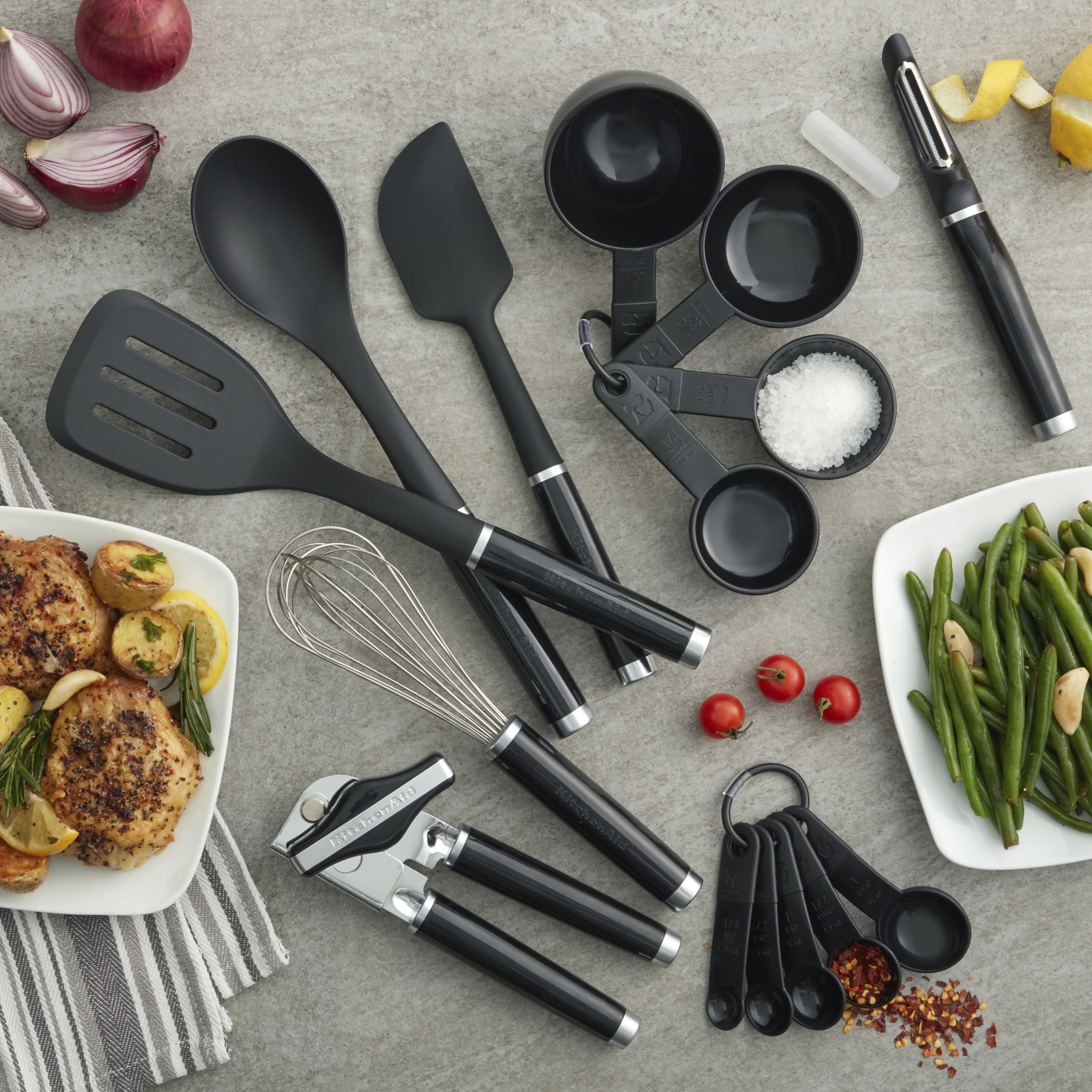 KitchenAid 15-Piece Tool and Gadget Kitchen Utensil Sets in Black