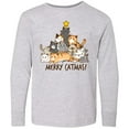 thumbnail image 3 of Inktastic Merry Catmas with Cat Tree and Yellow Star Long Sleeve Youth T-Shirt, 3 of 5