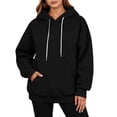 thumbnail image 3 of AKOEE Womens Oversized Hoodie with Pockets Plain Hooded Sweatshirts Casual Drawstring Long Sleeve Pullovers (L, Black), 3 of 7