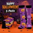thumbnail image 5 of COOPLUS Halloween Socks for Women Pumpkins Ghosts Print Funny Crew Socks 5 Pairs, 5 of 9