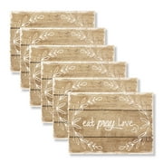 MHF Home Eat, Pray, Love Dining Table Protective Easy Clean Placemats Set of 6