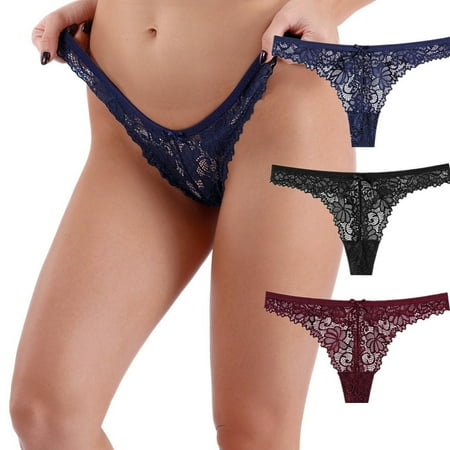 

3pack Women‘s Lace Soild Thongs Panties