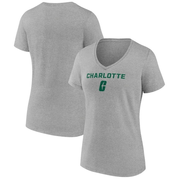 Women's Gray Charlotte 49ers Campus V-Neck T-Shirt
