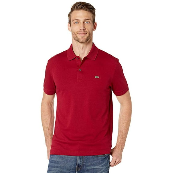 Lacoste Mens Regular Fit Short Sleeve Polo Shirt Pima Bordeaux Red Medium