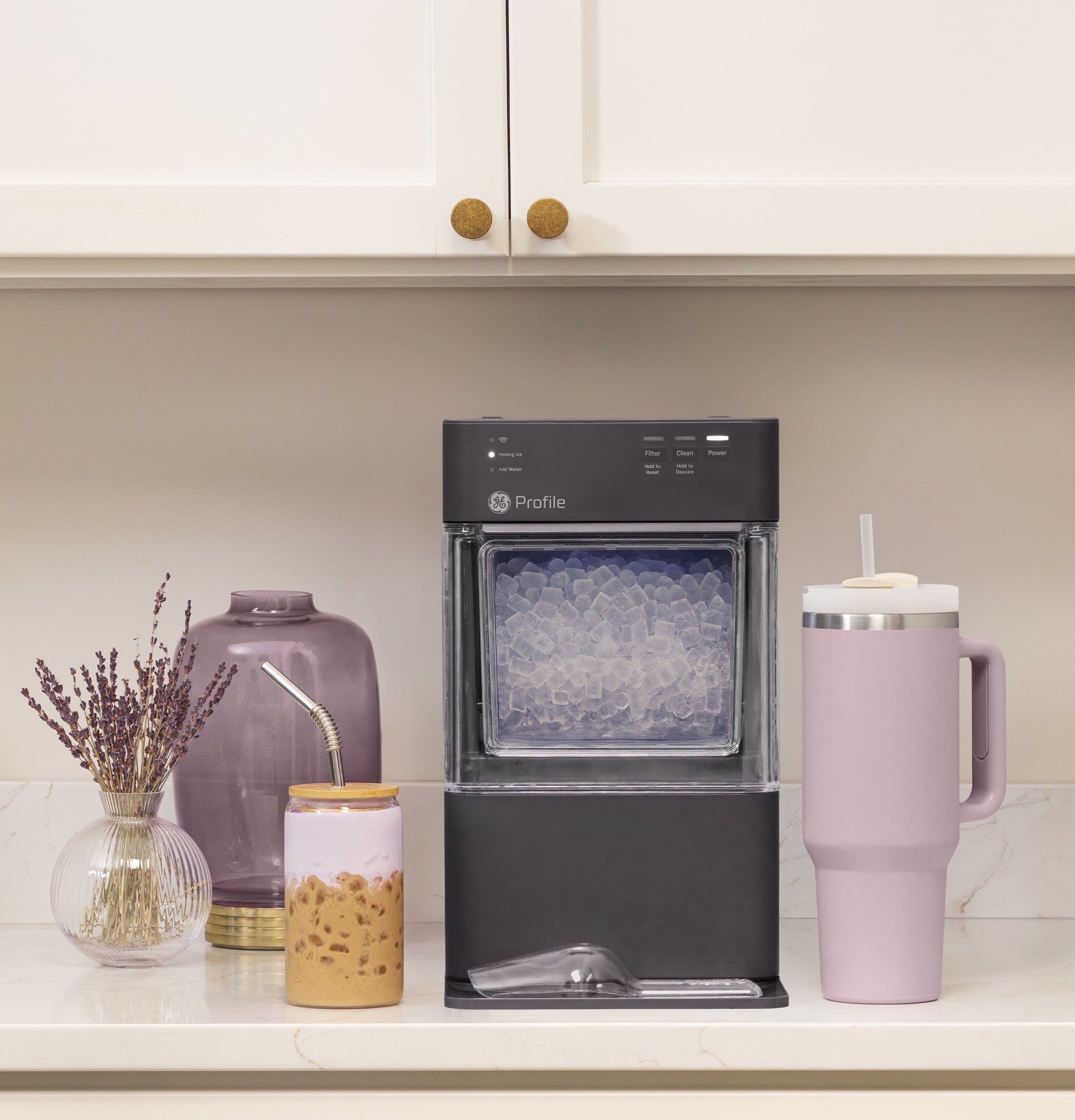 GE Profile Opal Mini Nugget Countertop Ice Maker 36lb with Descaler - Charcoal Gray