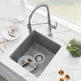 thumbnail image 5 of Stylish Dual Mount 16" Gray Composite Granite Single Bowl Kitchen Sink with Strainer S-816L, 5 of 13