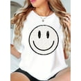 thumbnail image 1 of Women's Smile Face Print Casual Summer T-Shirt, Crew Neck Short Sleeve Top, Lightweight & Comfortable Style Tee For adult, Men, Women, Teen, Teenager, adolescent, Youth, 1 of 5