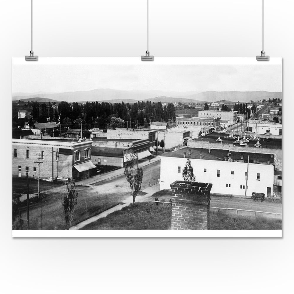Grangeville, Idaho Aerial View of the Business District (24x36 Giclee