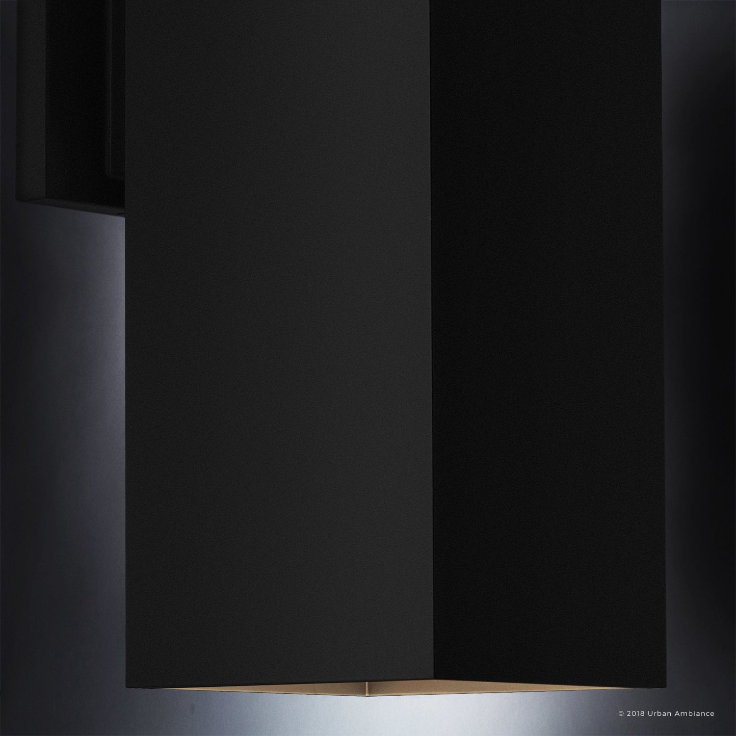 Urban Ambiance Luxury Modern Outdoor Wall Light, Size: 18"H x 6"W, with Transitional Style Elements, Midnight Black Finish, UHP1113