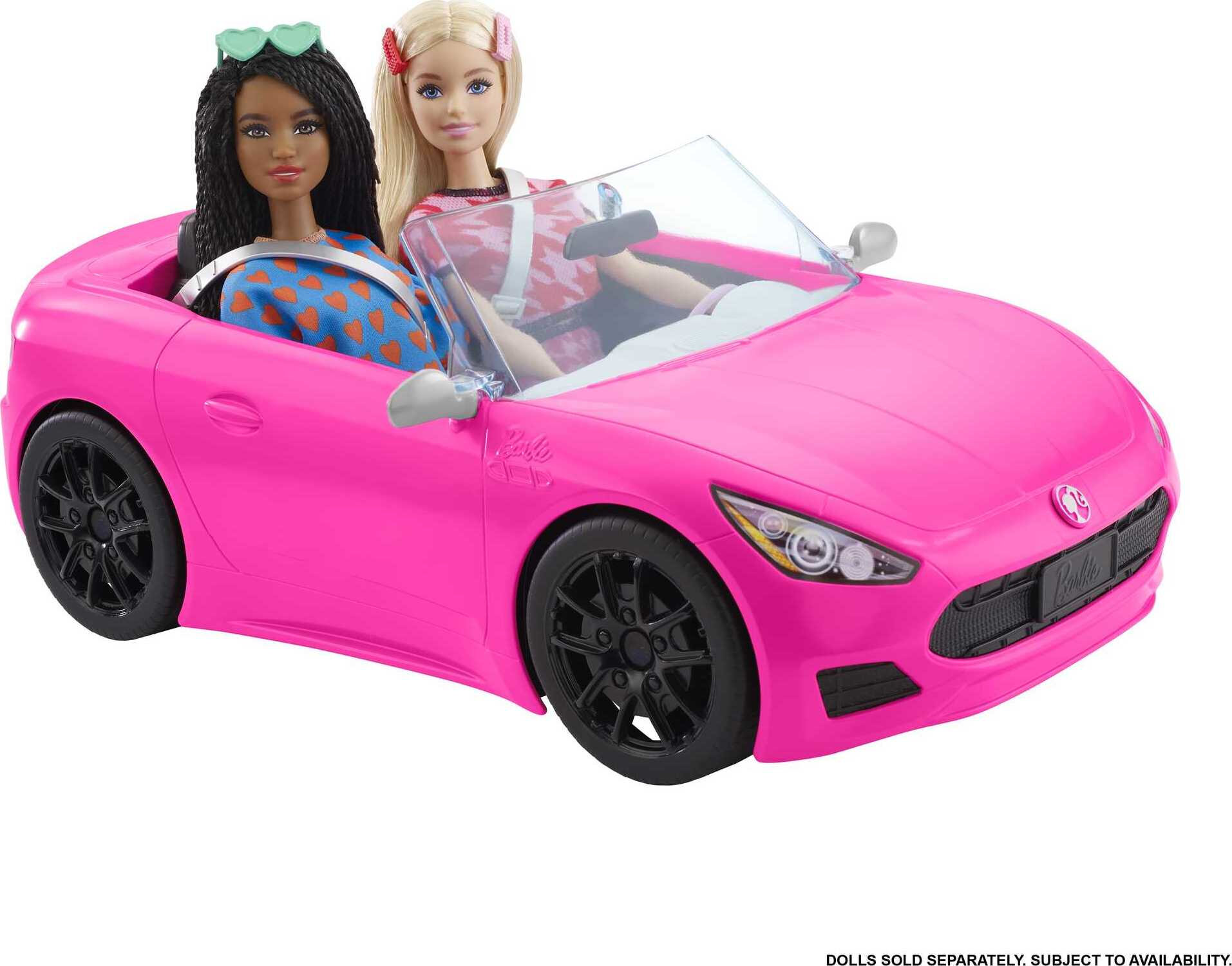 Barbie Convertible Toy Car, Bright Pink with Seatbelts and Rolling Wheels (Seats 2 Dolls), Toy for 3 Years and Up - image 2 of 6