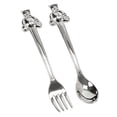 thumbnail image 2 of Set of 2 Silver Baby Spoon and Fork Utensils with Teddy Bear Handle, 2 of 2