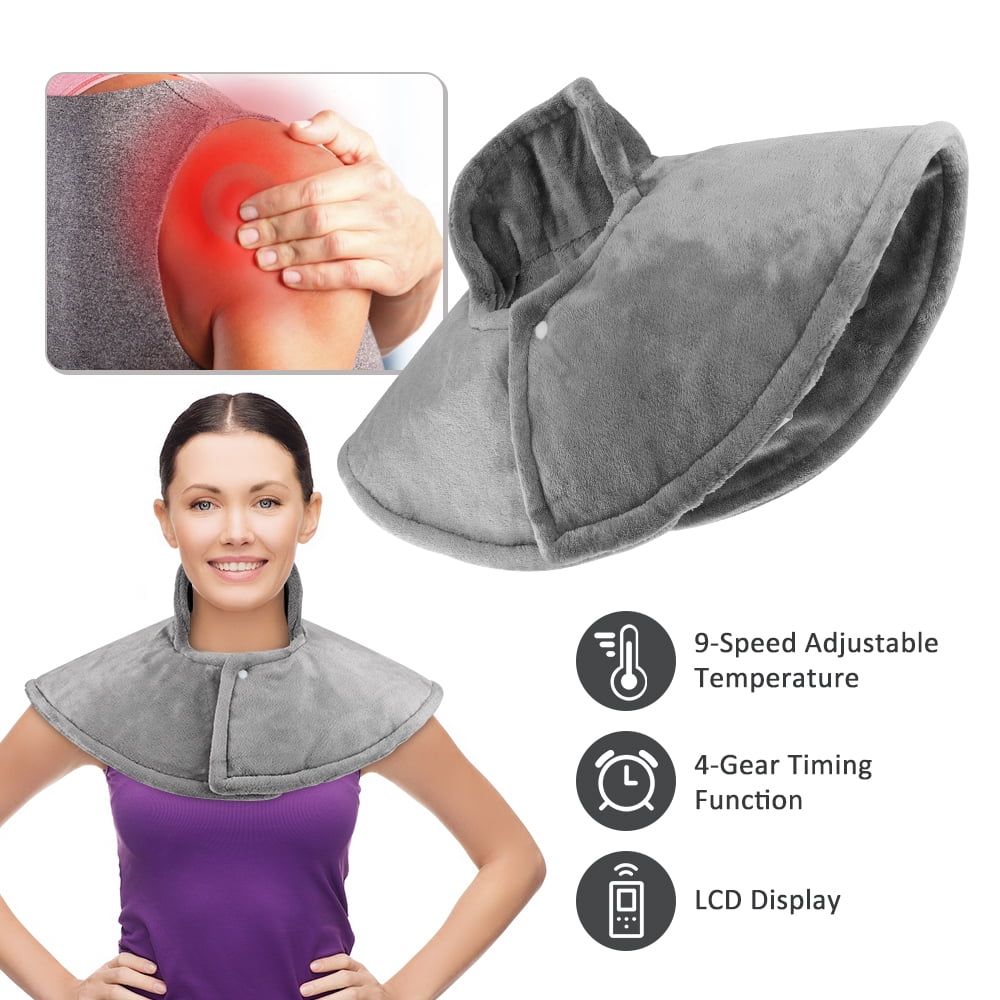 Heating Pad for Neck, Electric Heated Wrap with 4 Timing Settings, Electric Weighted Heating Pad with 9 Heat Setting, Auto Shut Off Hot Heated Pad with LCD Display, Machine Washable