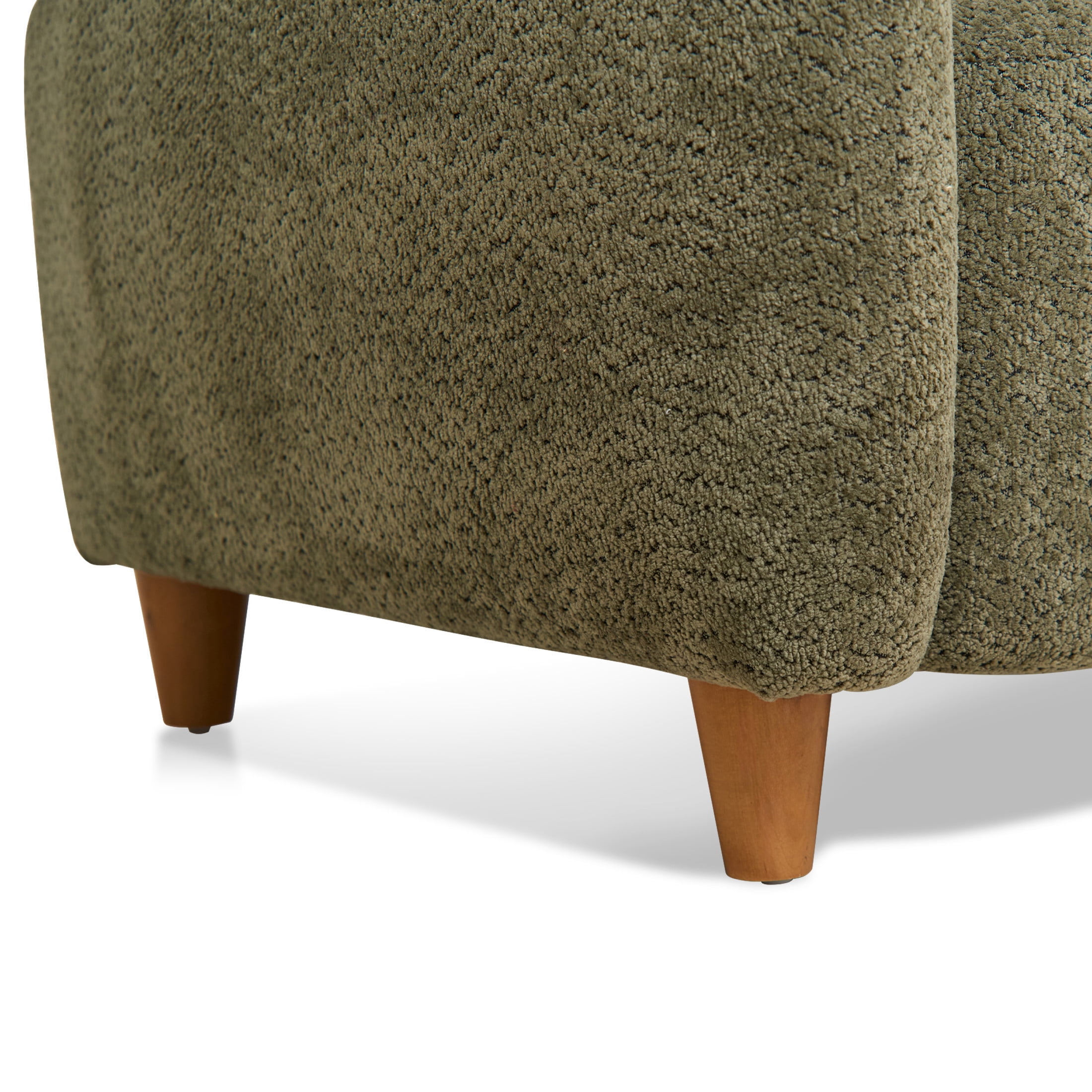 Noble House Misty Nordic 58" Loveseat Accent Chair, Curved Backrest Chenille Fabric Sofa for Living Room, Olive Green