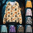 thumbnail image 6 of Towmus Women Long Sleeve Halloween Graphic Crewneck Tops Casual Zip Up Hooded Sweatshirts, 6 of 6
