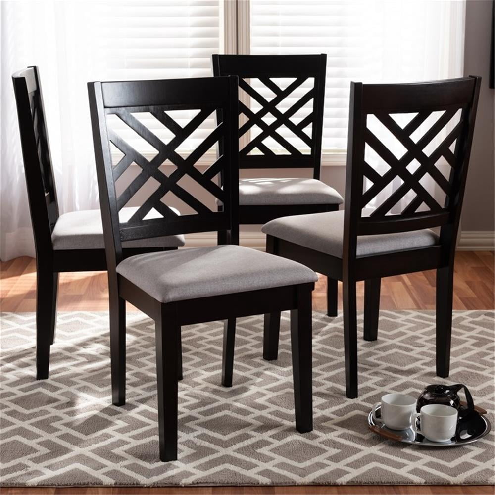 Baxton Studio Caron Fabric and Wood Dining Chairs in Gray and Brown (Set of 4)