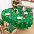 thumbnail image 2 of Christmas Tablecloth 60×84 Inch Gold Snowflake Oval Table Cloth Buffalo Plaid Holiday Tablecloth, Waterproof Winter Xmas Table Cover for Party Picnic Dinner, Christmas Decor, Green, 2 of 7