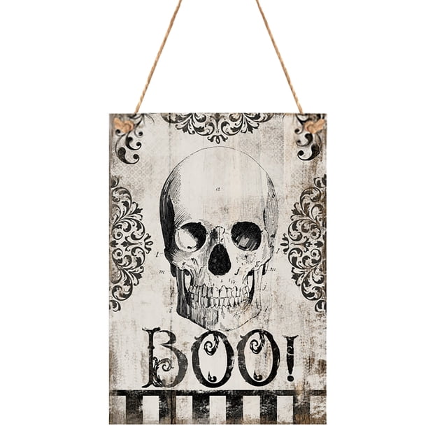 Sombrero de bruja de Halloween Listado Festival de fantasmas de madera Decoración de calavera Tablero colgante Wmkox8yii fhajkh1219