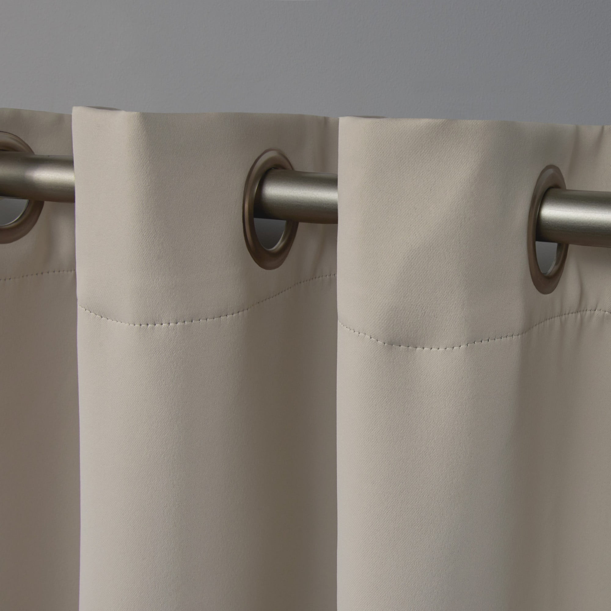 Exclusive Home Sateen Twill Woven Room Darkening Blackout Grommet Top Curtain Panel Pair, 52"x96", Stone