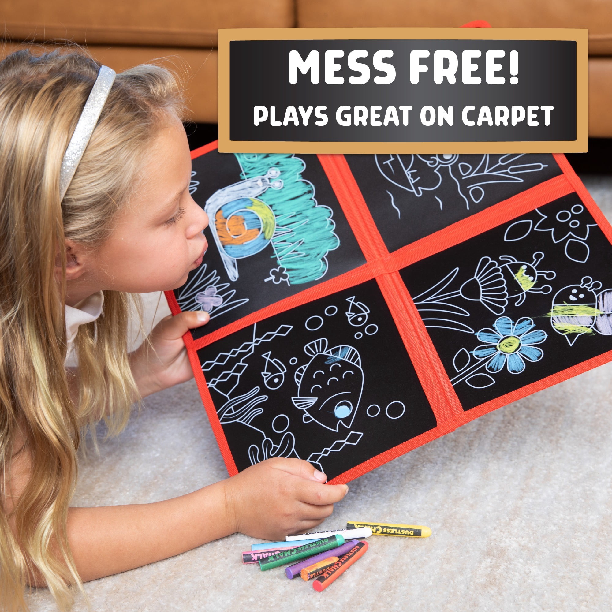 Chuckle & Roar Dustless Chalk, Travel & Floor Set for Children Ages 3 and Up, by Buffalo Games