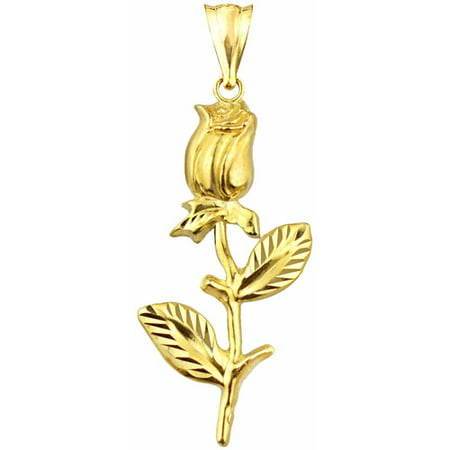 US GOLD 10kt Gold Rose Flower Charm Pendant