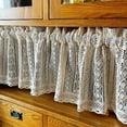 thumbnail image 2 of Linen Textured Short Semi Sheer Cafe Curtains Lace Decroation Pastoral Style Short Curtains for Cafe Curtains Bathroom Window Curtains, 2 of 6