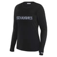 thumbnail image 2 of Women's WEAR by Erin Andrews x Gracie Hunt Black Seattle Seahawks Mesh Panel Long Sleeve T-Shirt, 2 of 6