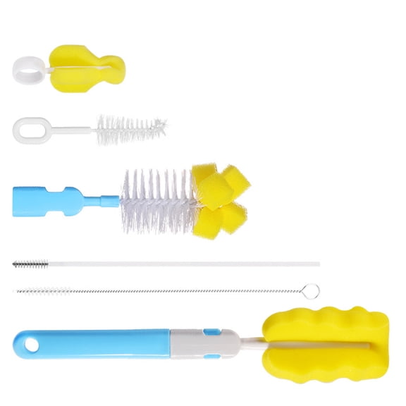Raindrops 6Pcs Nylon and Sponge Bottle Cleaning Brush Set for Water Bottles and Pacifiers