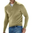 thumbnail image 1 of JUNWELL Mens Sweaters with Zipper Wool Sweater Stand Up Collar Solid Long Sleeved Knitted Pullovers, 1 of 7