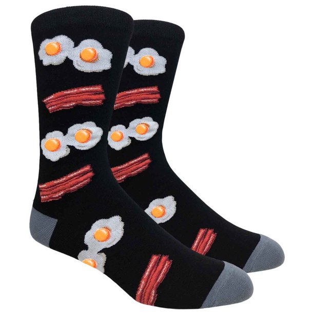 Buyyourties Mens Novelty Bacon and Eggs Socks