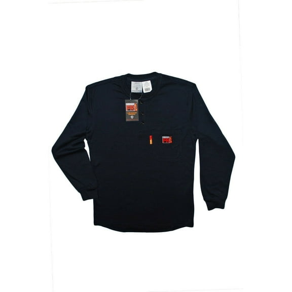 Comeaux Caps FR Henley Navy Welding Welders Work Shirt Long Sleeve Small