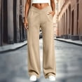 thumbnail image 2 of Ovbmpzd Beige Pants Yoga Wide-Leg High Wasited Active Loose Leggings Tummy Control Casual Leggings With Pockets,S, 2 of 6