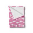 thumbnail image 2 of Kangaroo Soft Flannel Fleece Throw Blanket, Silhouette of Jumping Adult Kangaroo Animal Pattern in Diagonal Alignment, Cozy Plush for Indoor and Outdoor Use, 60" x 80", Pink and White, by Ambesonne, 2 of 6