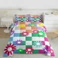 thumbnail image 2 of Homewish Teens Adults Chic Floral Plaid Bedding Comforter Set 2pcs,Geometric Plaid Grid Twin Comforter Sets Microfiber,Abstract Colorful Flowers Breathable Bedding Set,Luxury Bedroom Decor, 2 of 8