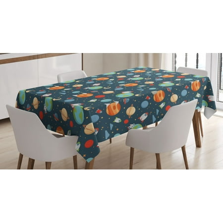 

Boy s Tablecloth Cartoon Style Astrological Concepts Earth Mars Saturn Neptune Astronaut and Craft Rectangular Table Cover for Dining Room Kitchen 60 X 90 Inches Multicolor by Ambesonne