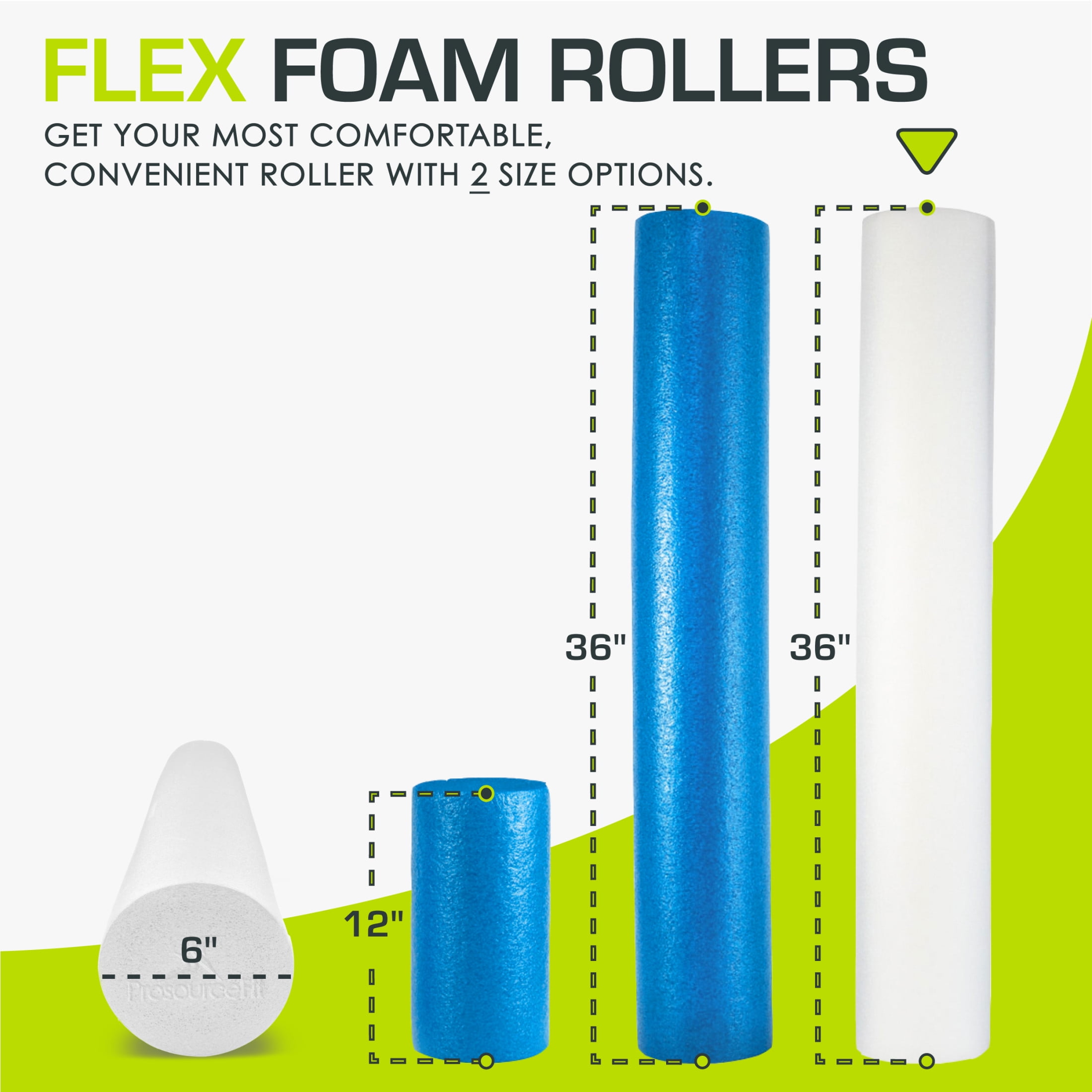 ProsourceFit Flex Foam Rollers, Full and Half, 36"L or 12"L for Muscle Therapy (MFR), Core Stabilization and Balance Exercises