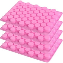 4 Pcs Sugar Molds,Silicone Candy Molds for Hard Candy Making,55 Cavity Chocolate Candy Molds,Round Candy Molds for Bear Candy(Pink)