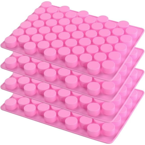 4 Pcs Sugar Molds,Silicone Candy Molds for Hard Candy Making,55 Cavity Chocolate Candy Molds,Round Candy Molds for Bear Candy(Pink)