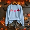 thumbnail image 2 of CHGBMOK Women's Sweatshirt Casual Fall Maple Leaf Pumpkin Print Pullover Long Sleeve Crew Neck Shirt, 2 of 5