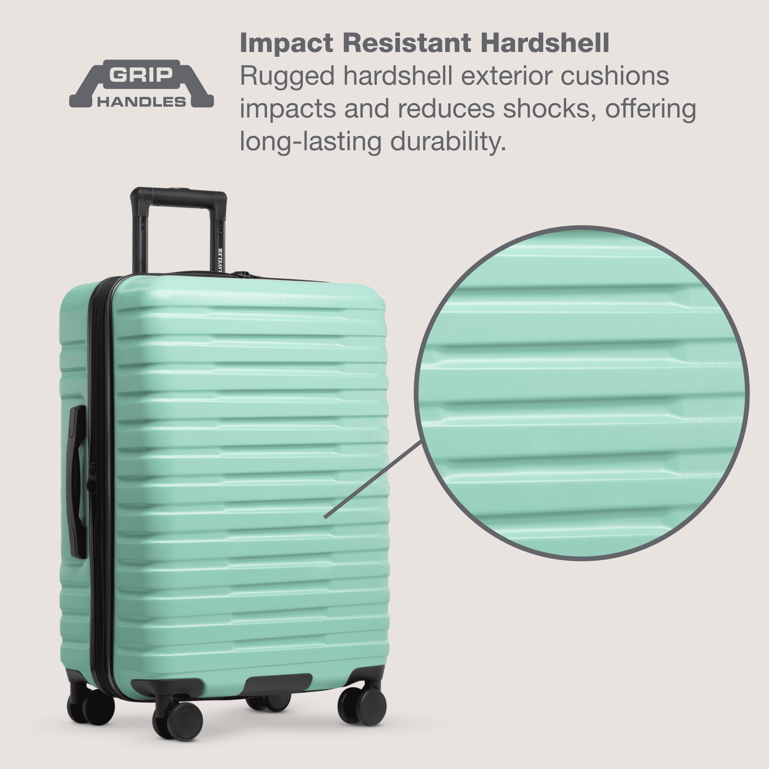 U.S. Traveler Boren Hardside Rugged Spinner Luggage, Mint, 30" Checked Large